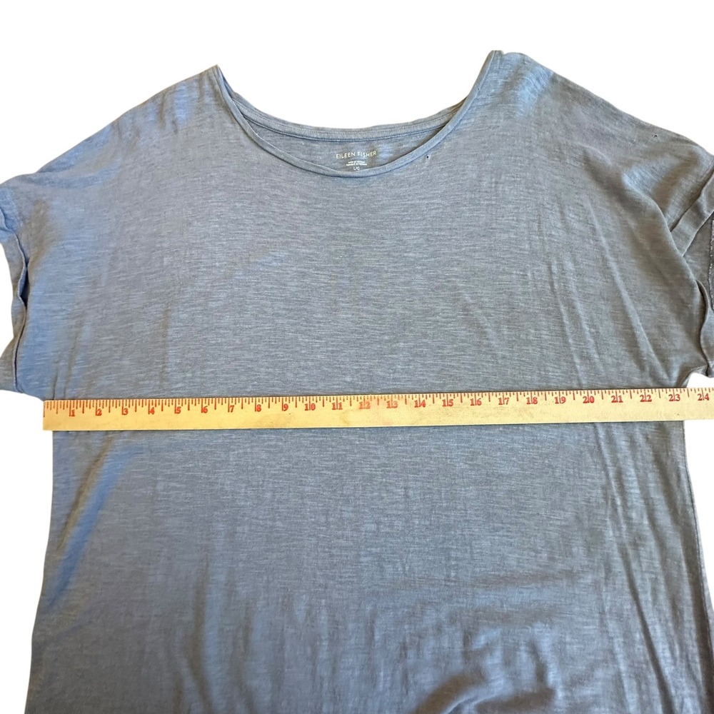 Eileen Fisher Dress Size Large Slate Blue/Gray Hemp Organic Cotton Blend Dress - Picture 7 of 10